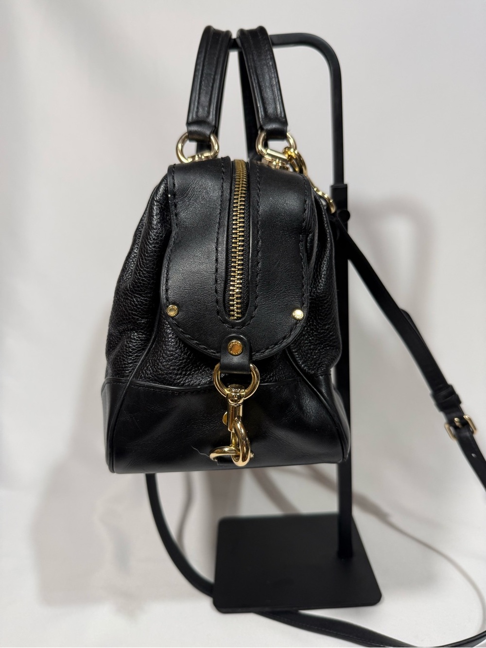 Coach Black Leather Lane Satchel Bag - Picture 5 of 9